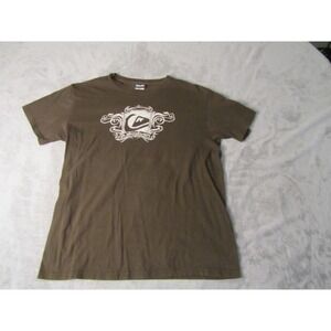 Quiksilver Mens Brown Graphic T-Shirt Logo Crest Crew Neck Short Sleeve XL